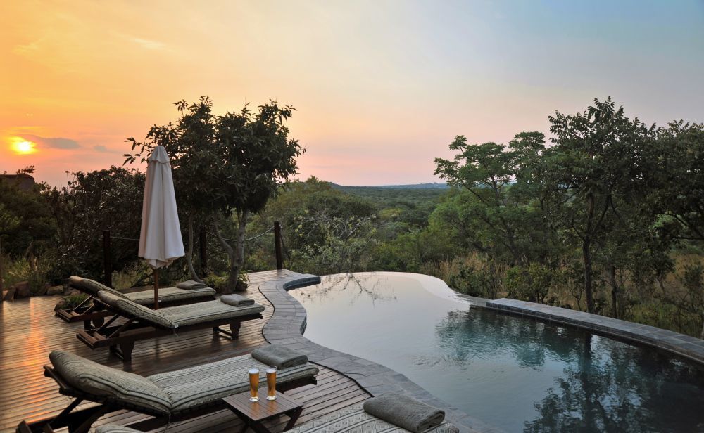 Zwahili Private Game Lodge & Spa - Pool Sunset